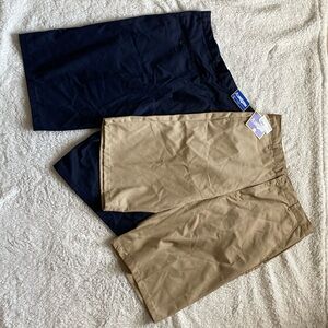 2 x brand new uniform shorts: 1st- tan/2nd -navy blue